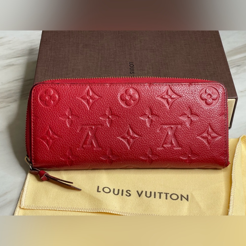 Louis Vuitton clemence empreinte red long wallet
